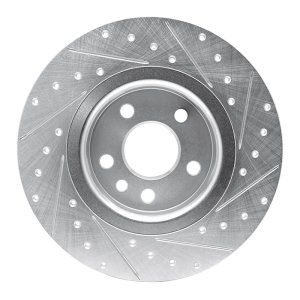 Jaguar E-Pace Brake Rotor (1) - Rear Left - R1 Concepts - Drilled & Slotted - Silver - `15-`20